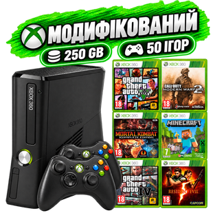 Xbox 360 Slim 250 GB + 50 ігор, + 2 геймпади , Гарантія 1864745716 фото